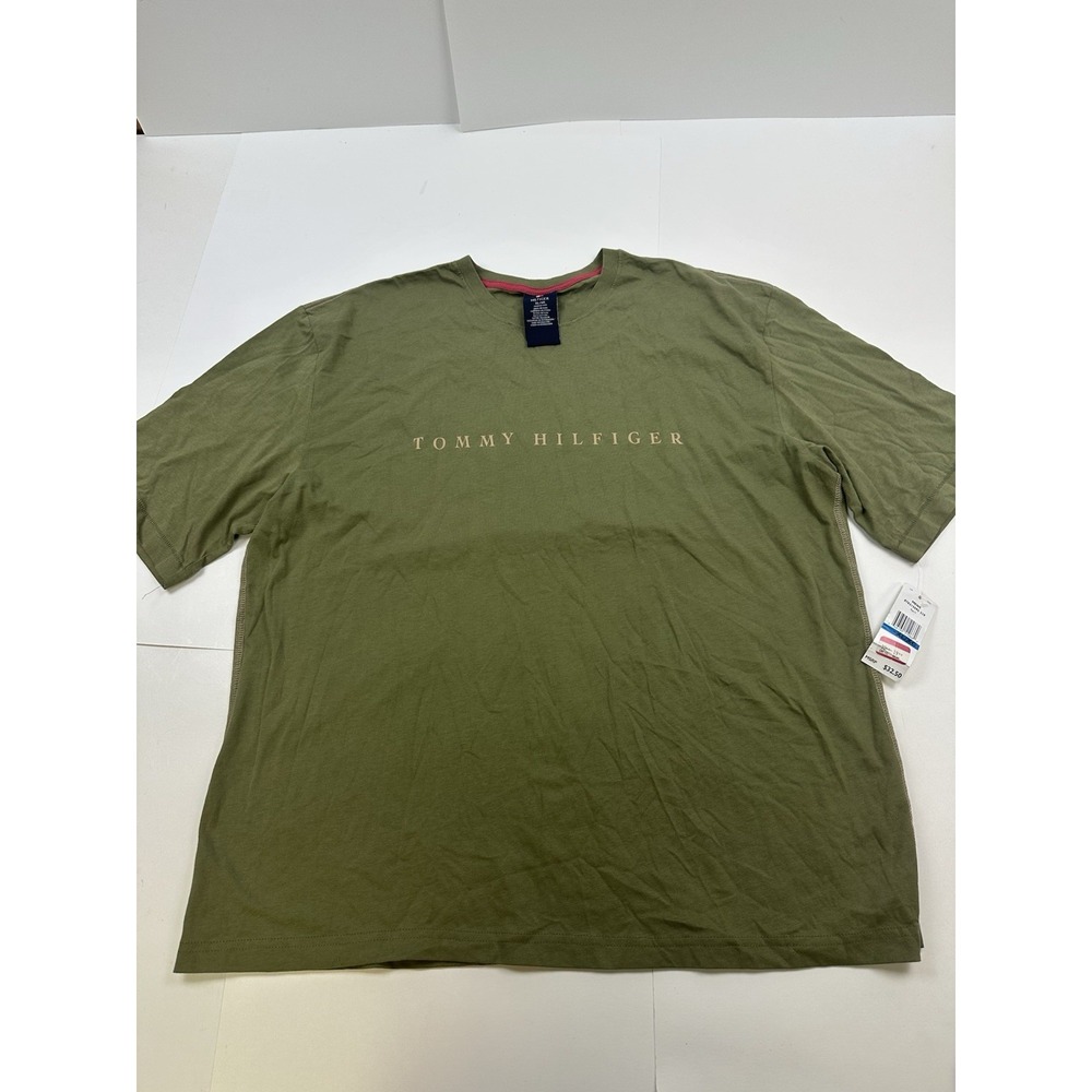 Vintage Tommy Hilfiger Men's Shirt Green Spell Out Sz XL NWT Y2K